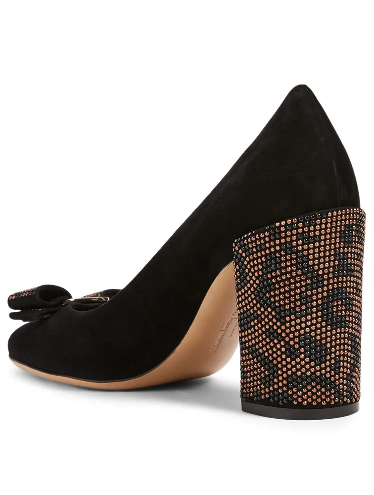 Vara Mosaic 85 Suede Crystal-Heel Pumps