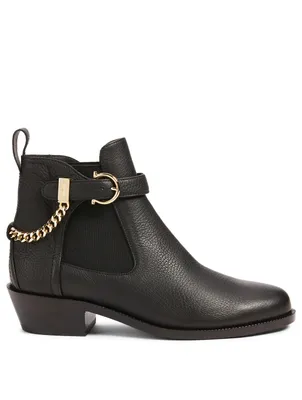 Ardisie Leather Ankle Boots With Chain