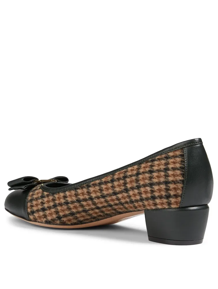 Vara Bow Tweed And Leather Pumps