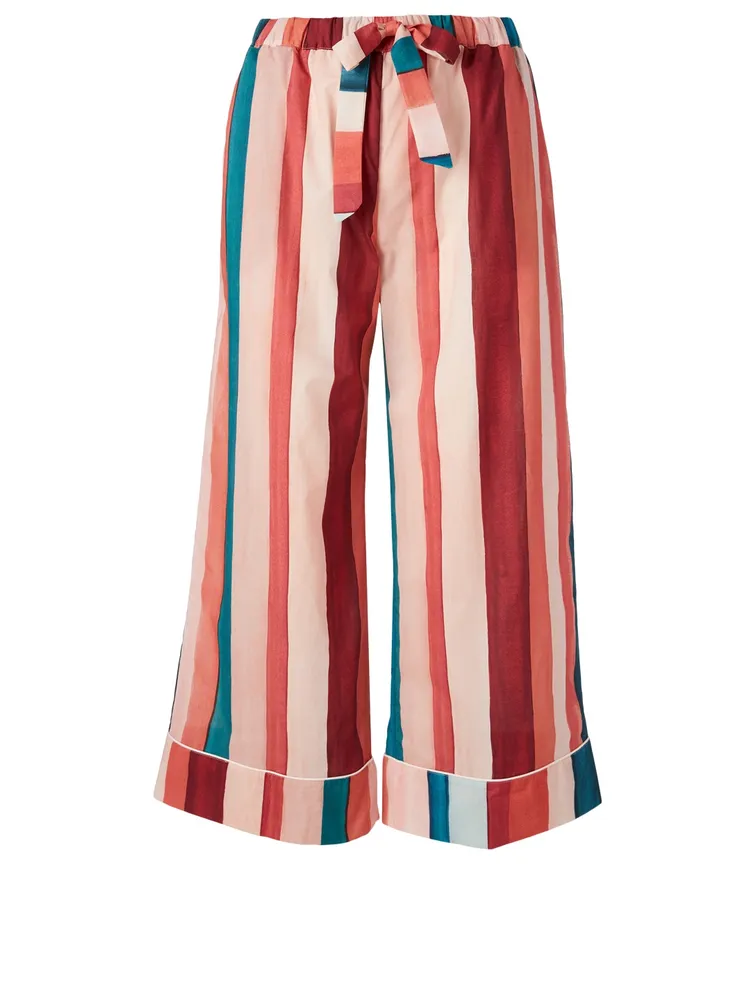 Medina Stripe Wide-Leg Pajama Pants