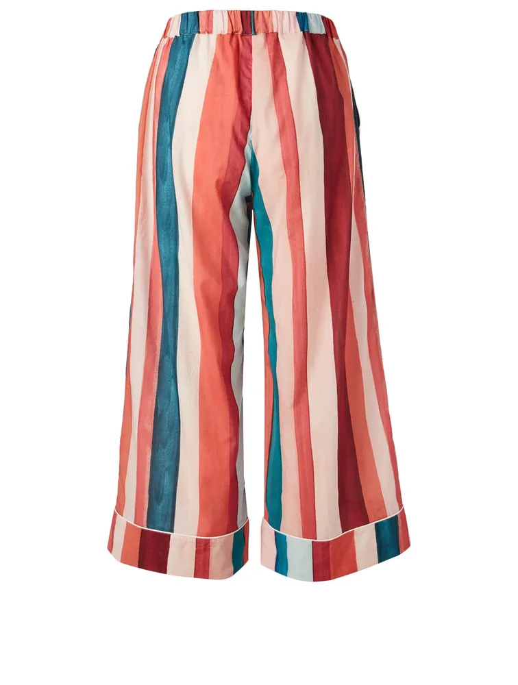 Medina Stripe Wide-Leg Pajama Pants