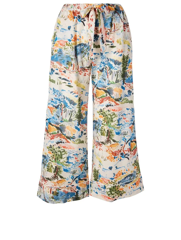 Fauvist Wide-Leg Pajama Pants