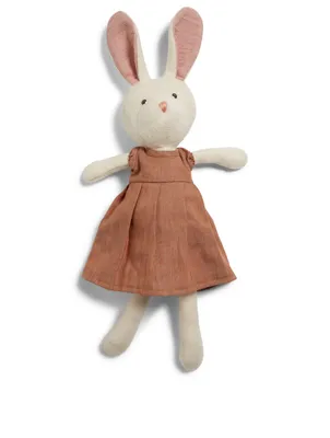 Emma Rabbit Plush Toy In Linen Dress