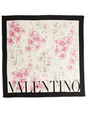 Silk Scarf In Orchid Print