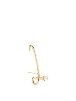 Crescendo Flare 18K Gold Left Earring With Pearl And Diamond