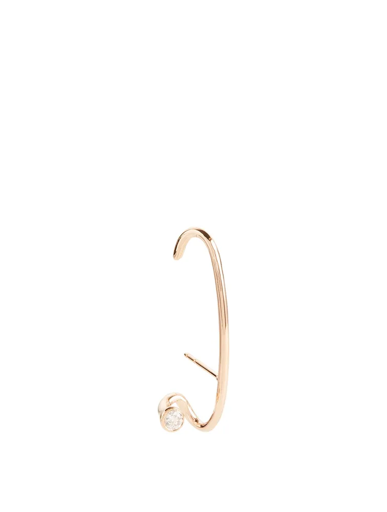 Crescendo Flare 18K Rose Gold Right Earring With Diamond