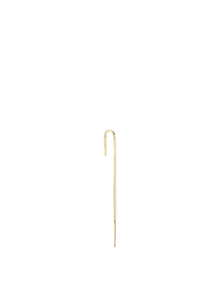 Thread 18K Gold Ear Pin With Diamonds