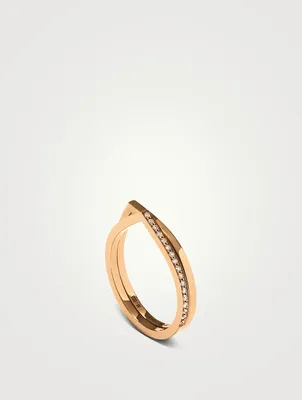 Antifer 18K Rose Gold Two-Row Ring With Diamonds