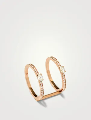 Harvest Parallel Rose Gold Ring With Diamonds