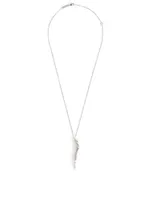 Fireworks 18K White Gold Plume Drop Necklace With Diamonds