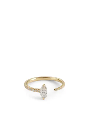 Marquise 18K Gold Crescendo Pavé Diamond Ring