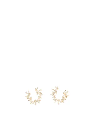 Fireworks 18K Gold Spiral Hoop Earrings With Diamonds