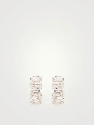 18K White Gold Hoop Earrings With Diamonds