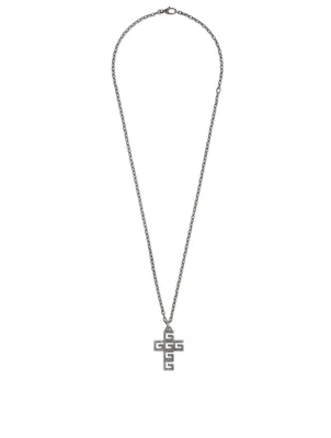 Square G Sterling Silver Cross Necklace