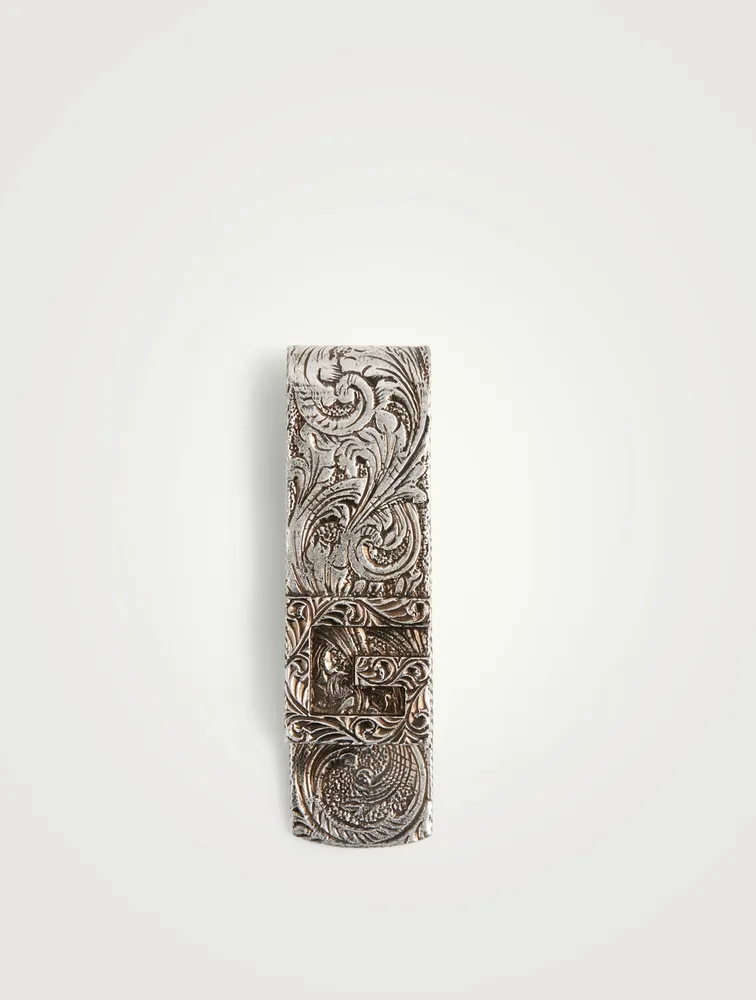 Gucci Moneyclip with G motif in aged sterling silver