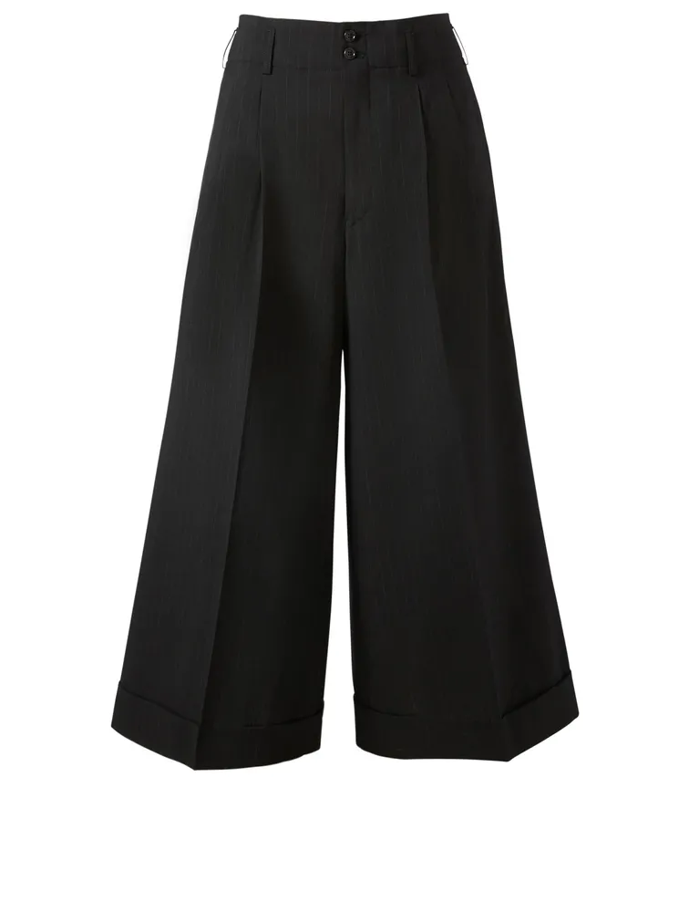 Wool Wide-Leg Pants Pinstripe