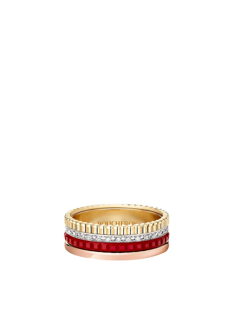 Red Edition Quatre Gold Ring With Diamonds