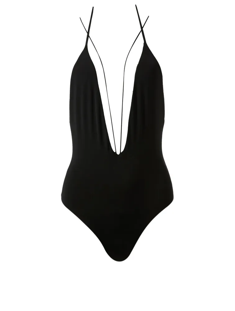 Deep V One-Piece Swimsuit