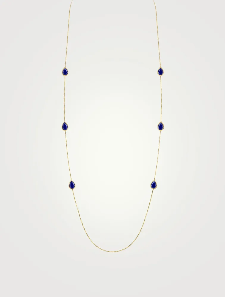 Serpent Boheme Long Gold Necklace With Lapis Lazuli