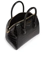 Small Antigona Croc-Embossed Leather Bag