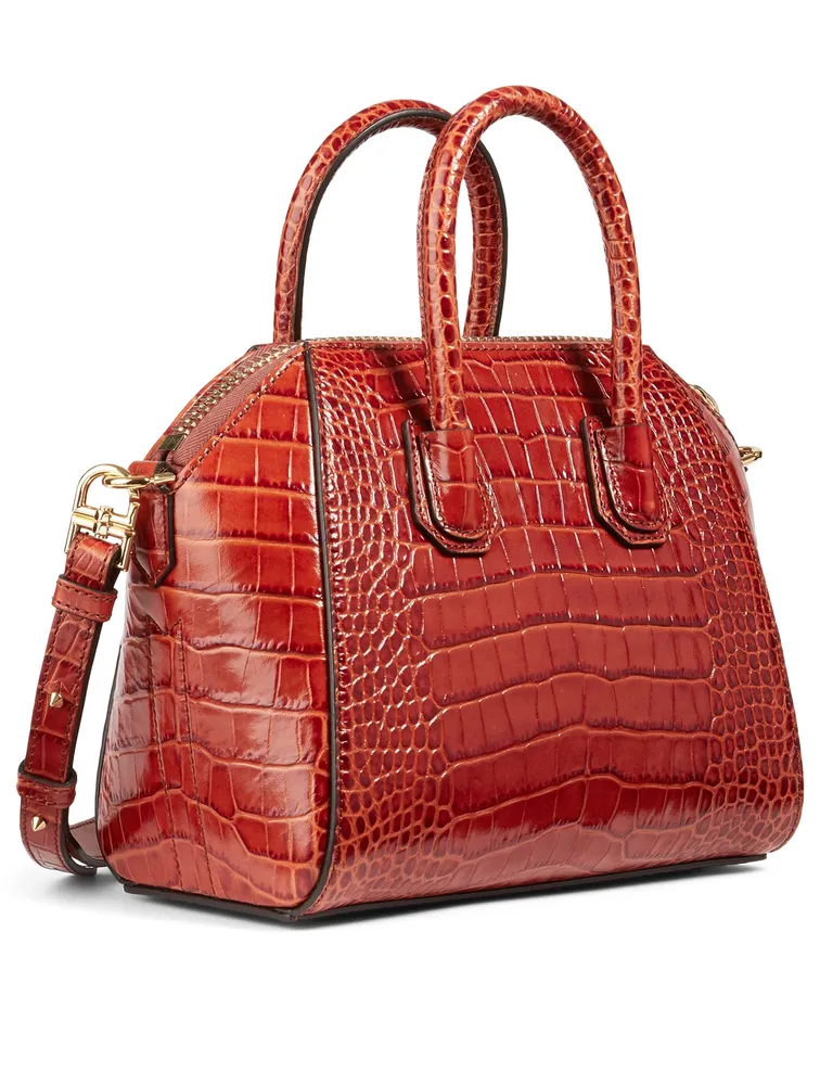 Mini Antigona Croc-Embossed Leather Bag