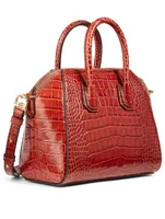 Mini Antigona Croc-Embossed Leather Bag