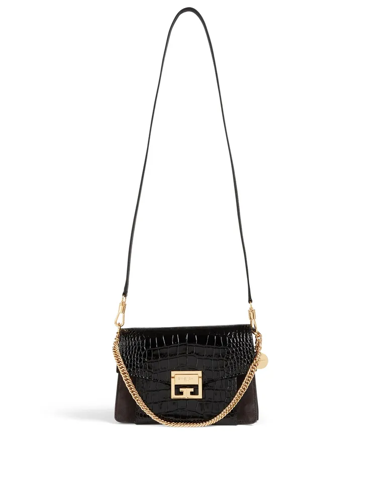 Small GV3 Croc-Embossed Leather Bag