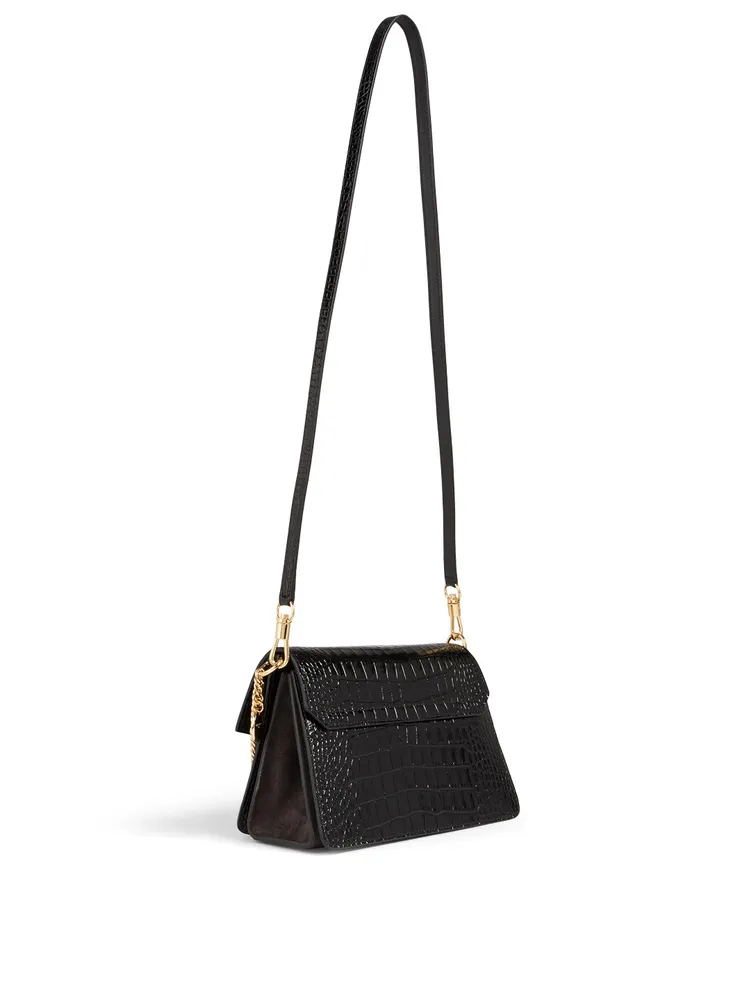 Small GV3 Croc-Embossed Leather Bag