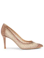 Rania 85 Suede And Organza Pumps With Crystals