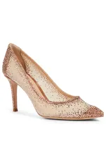 Rania 85 Suede And Organza Pumps With Crystals