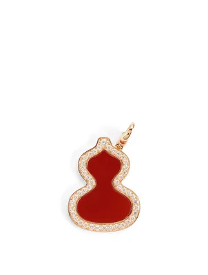 Wulu 18K Rose Gold Pendant With Red Agate And Diamonds