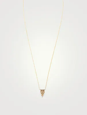 14K Gold Cascade Fringe Triangle Necklace With Diamonds