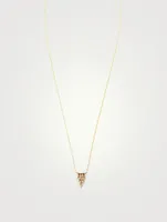 14K Gold Cascade Fringe Triangle Necklace With Diamonds