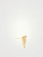 14K Gold Cascade Fringe Triangle Stud Earring With Diamonds