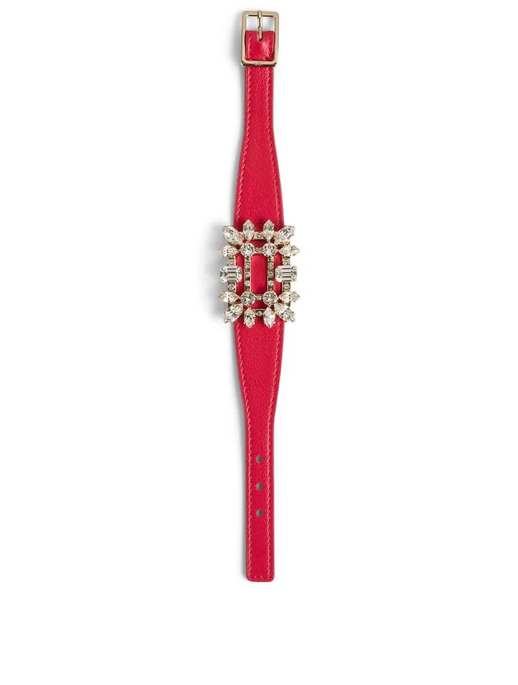 Broche Vivier Leather Bracelet With Swarovski Crystal