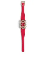 Broche Vivier Leather Bracelet With Swarovski Crystal