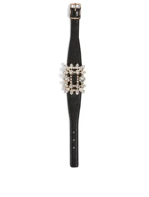 Broche Vivier Leather Bracelet With Swarovski Crystal