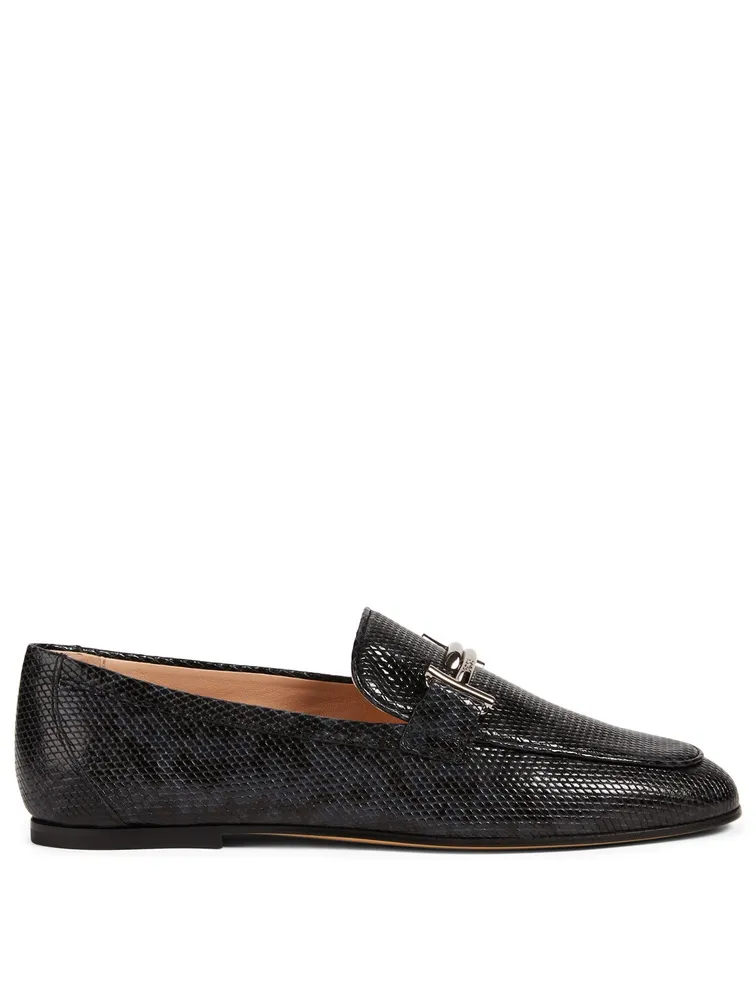 Double T Leather Loafers Python Print