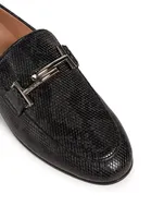 Double T Leather Loafers Python Print