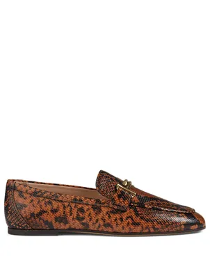 Double T Leather Loafers Python Print