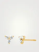 14K Gold Trio Stud Earrings With Diamonds