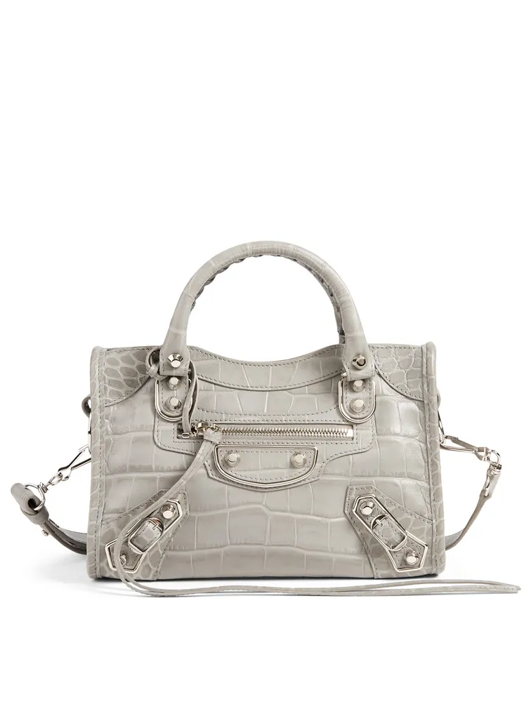 Mini Classic City Metallic Edge Croc-Embossed Leather Bag