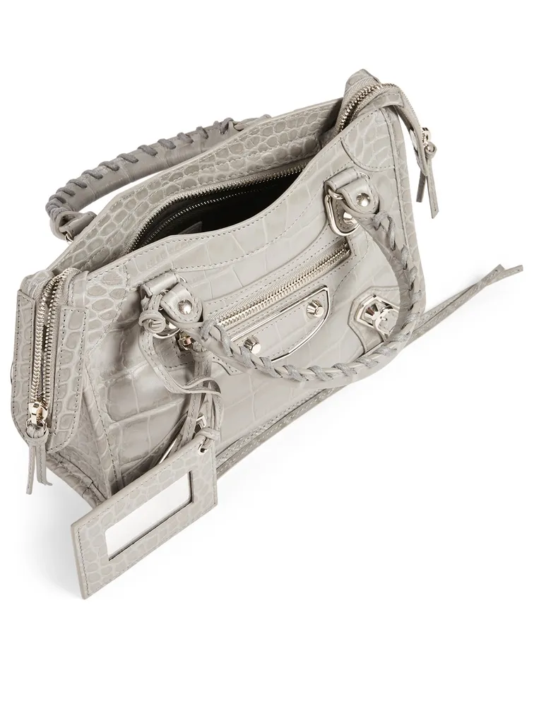 Mini Classic City Metallic Edge Croc-Embossed Leather Bag