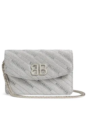 BB Glitter Leather Chain Wallet Bag