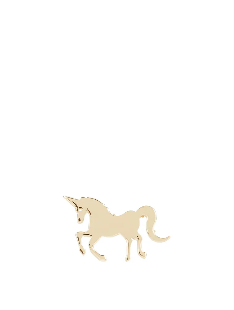 Tiny 14K Yellow Gold Pure Unicorn Left Stud Earring