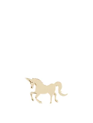 Tiny 14K Yellow Gold Pure Unicorn Left Stud Earring