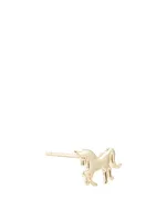 Tiny 14K Yellow Gold Pure Unicorn Left Stud Earring