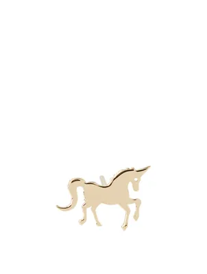 Tiny 14K Yellow Gold Pure Unicorn Right Stud Earring