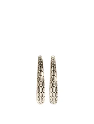 Small Classic Chain Silver Graduated Hinged Earrings