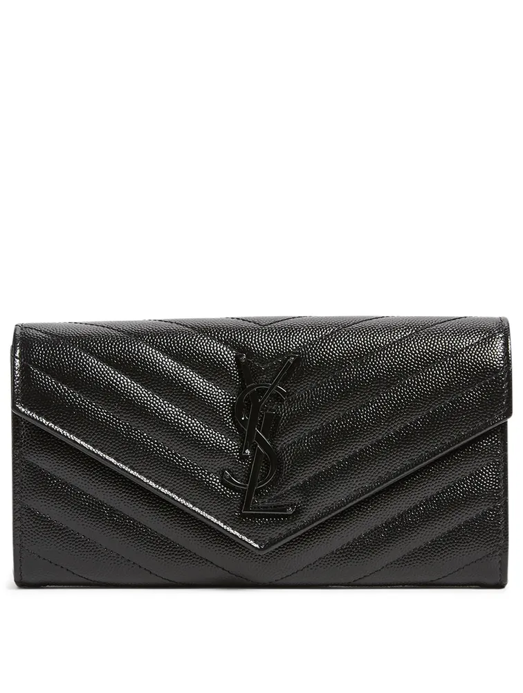 Saint Laurent Large Monogram Flap Wallet - Grey